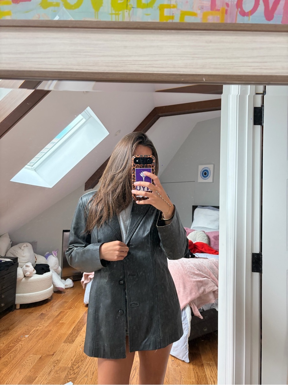 Pietro Cuero’s vintage black genuine leather blazer-style jacket